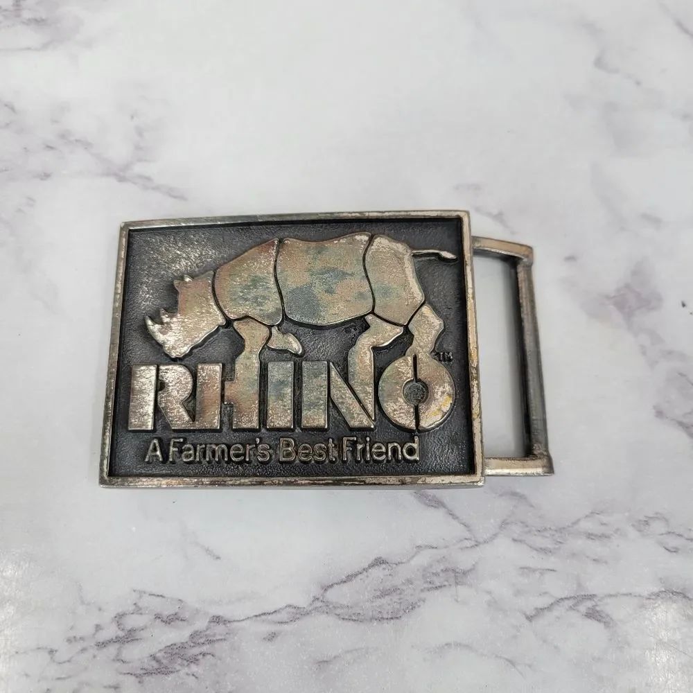 Rhino Belt Buckle Silver Toned